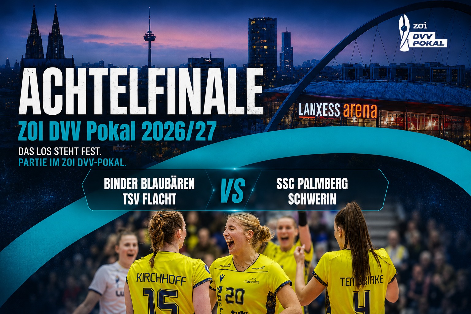 Schwerin muss im Zoi DVV-Pokal-Achtelfinale in Flacht antreten